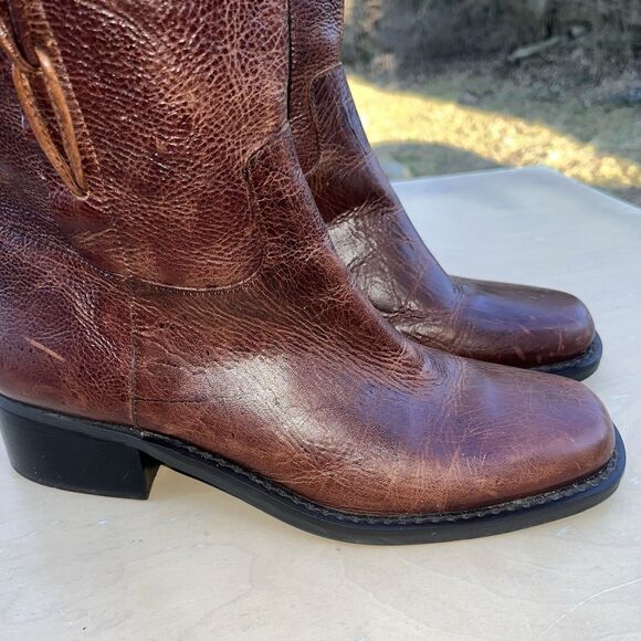 Vintage Civico 10 Brown Leather Riding Boots Women Sz 10 Braid Accent Side Zip - Picture 4 of 11